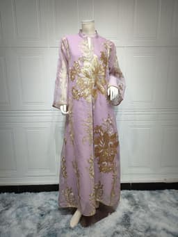 image-AB056 2023 European dress Muslim dress summer abaya fashion sequins Middle East foreign trade women's clothing