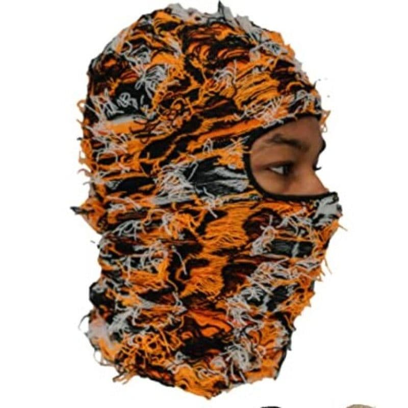 image-Camouflage Knitted Balaclava Hat - Polyester Coffee