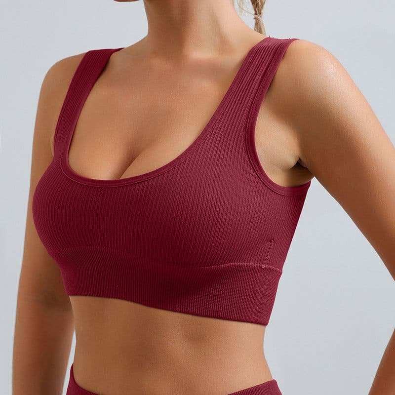 image-Qiao Yu Seamless Yoga Vest Underwear - Brown, L, Moisture Wicking, Women