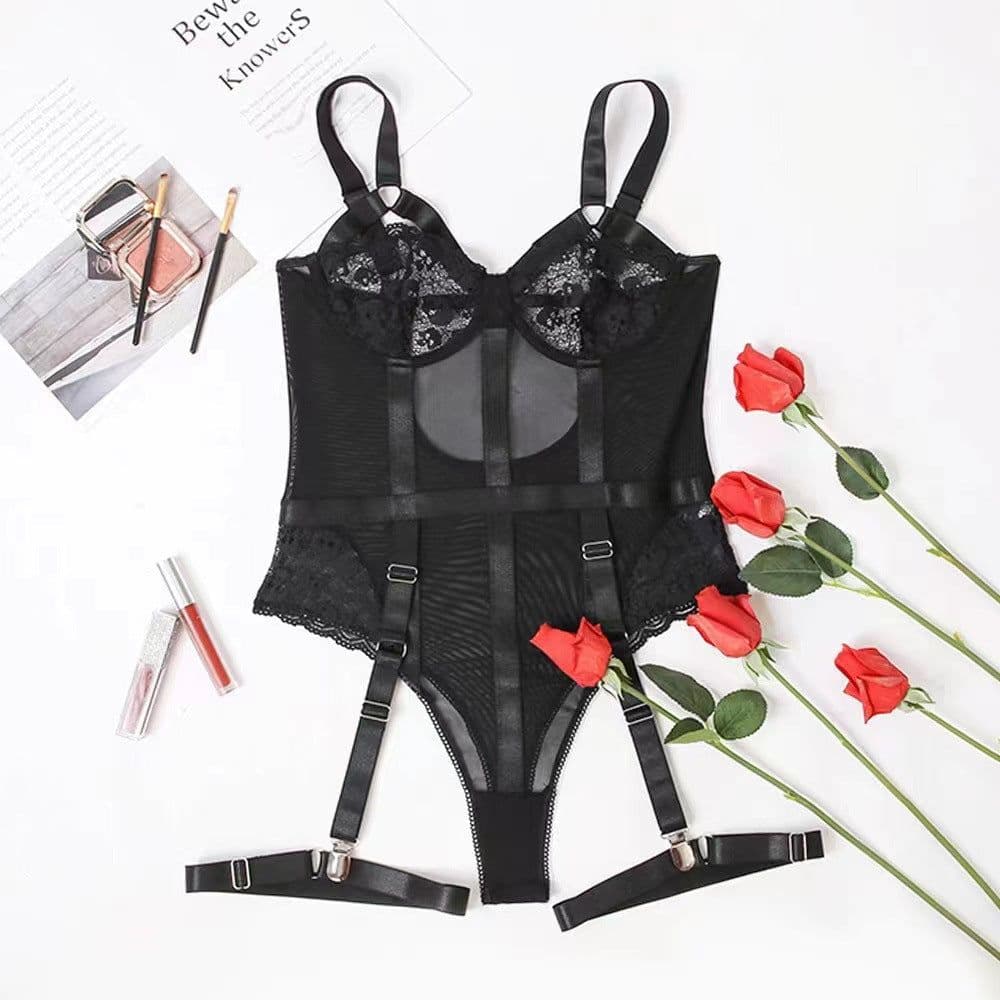 image-European & American Sexy Lace Jumpsuit, Dark Green, L, In Stock
