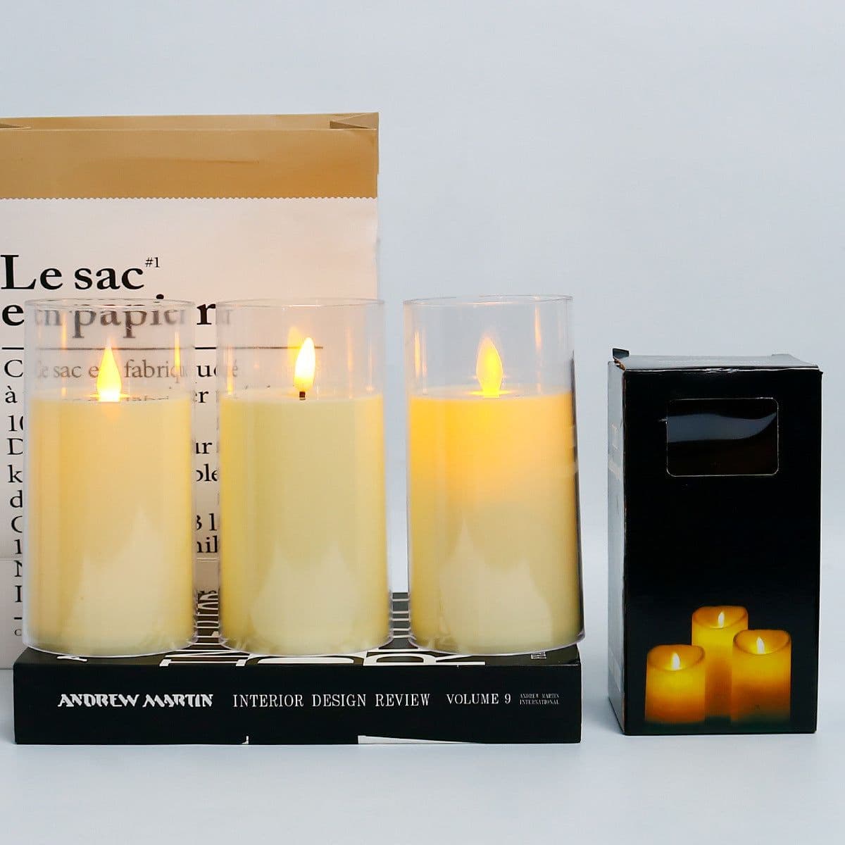 image-Zhu Sheng LED Candle - White Cylindrical Christmas LED Candle Set of 3