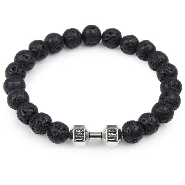 image-Volcanic Lava Dumbbell Bracelet Tiger Eye Blue Turquoise White Turquoise Bracelet Ladies and Men Jewelry Cross-border Hot Sale