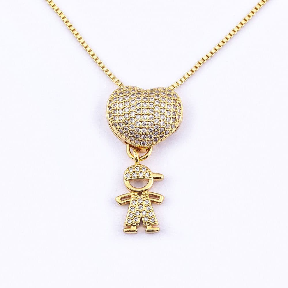 image-Children's Number Pendant Necklace - 18k Gold Plated Copper