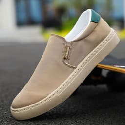 image-Men's Canvas Slip-On Casual Shoes - Size 48