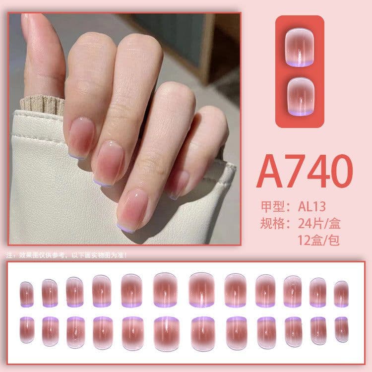 image-Fresh French flowers, cute ins wind, ice and transparent stars, long style, short style, white, high-end manicure and wearable nails