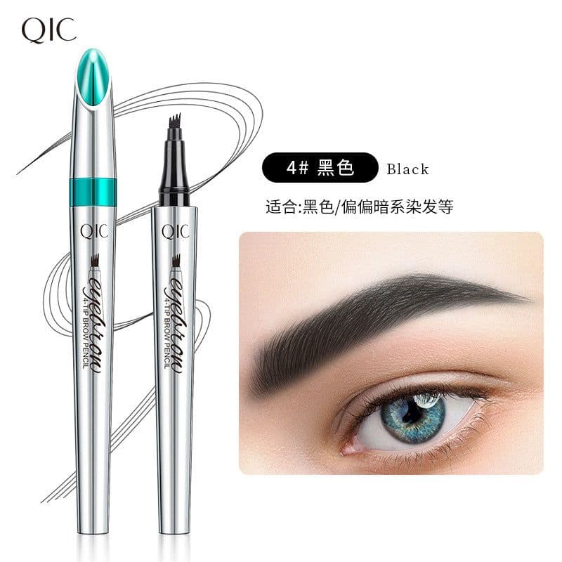 image-Cross-border QIC Japanese four-head eyebrow pencil imitation wild eyebrow waterproof non-smudge four-claw forked liquid eyebrow pencil