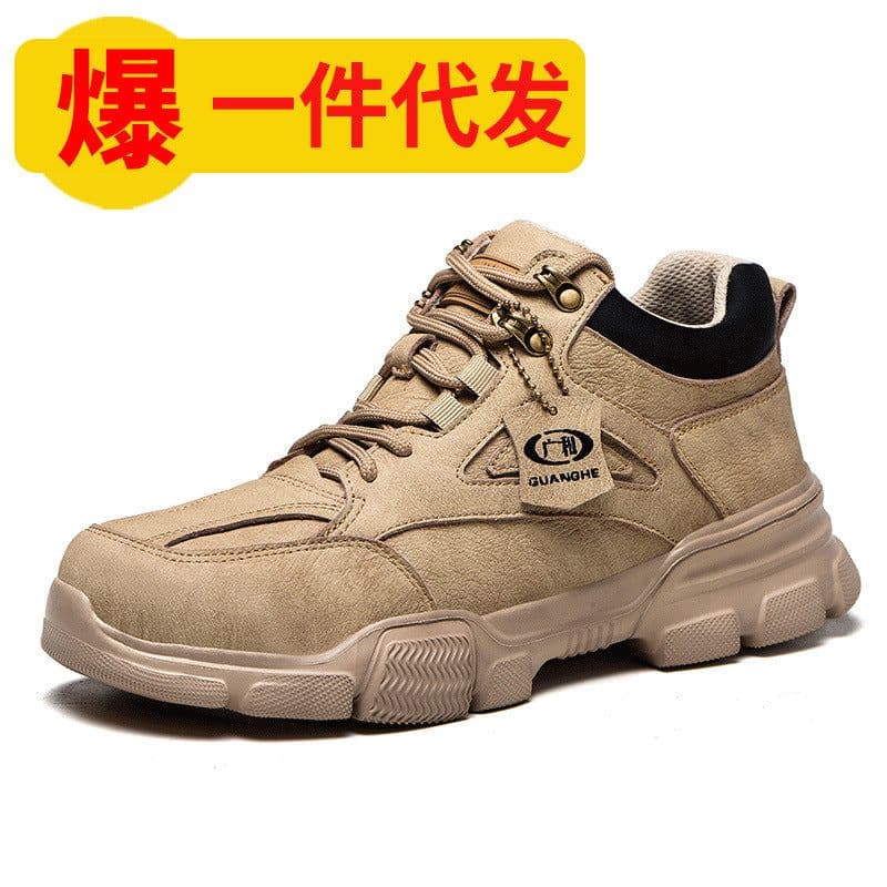 image-Guanghe Men's Anti-Smashing Safety Shoes - Blue Mesh, Steel Toe, 200 Impact