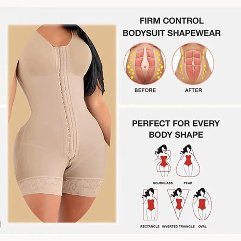image-Black Body Shaper Bodysuit Crotch Zipper XXXL
