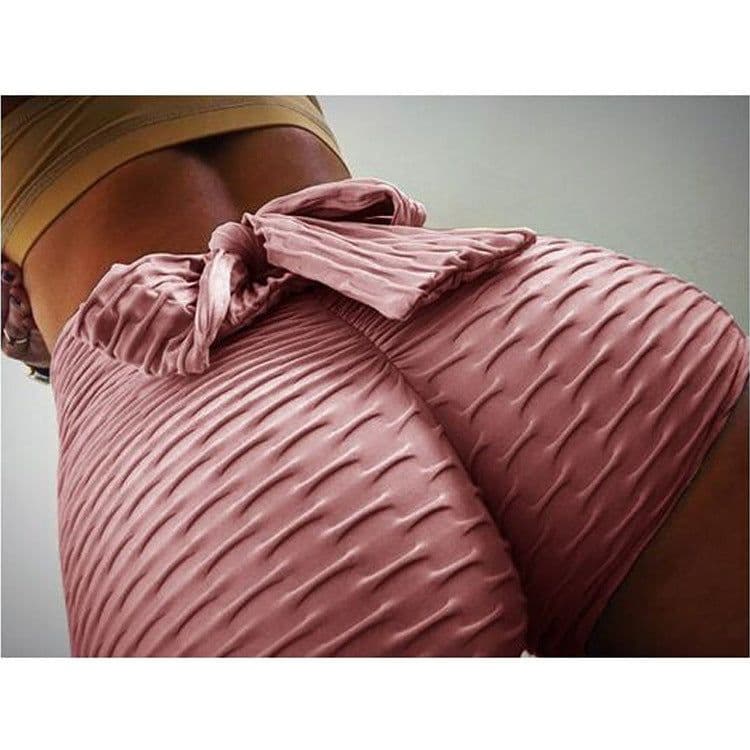 image-Women's High Waist Yoga Shorts - Red Bean Paste XL