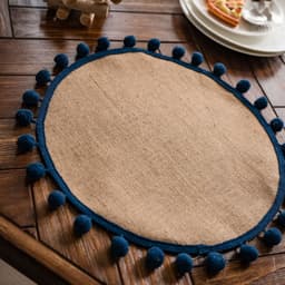 image-Yimanqiyun hemp rope placemat red tassel tableware mat woven color matching festival tassel bowl mat factory direct supply
