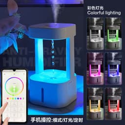 image-Foreign trade anti-gravity drip humidifier anti-gravity water drop backflow atomizer LED colorful night light APP remote control