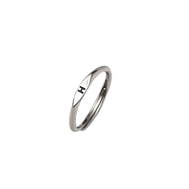 image-S925 Sterling Silver Letter Ring - Adjustable