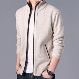 image-Men's Cardigan Sweater Jacket - Polyester Thick Long Sleeve