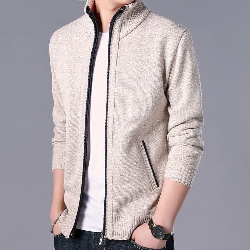 image-Men's Cardigan Sweater Jacket - Polyester Thick Long Sleeve