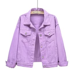image-Women's Denim Jacket - Dark Blue Short Casual