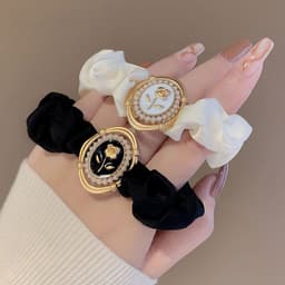 image-French Rose Hair Tie - Black Small Intestine Circle