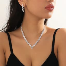 image-Crystal Zircon Bride Wedding Jewelry Set Necklace