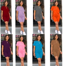 image-16-Color Solid-Color Sportswear Two-Piece Set Coffee XXL for Women