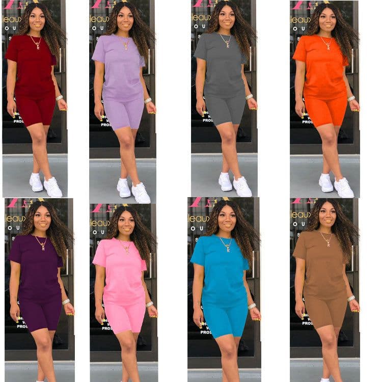 image-16-Color Solid-Color Sportswear Two-Piece Set Coffee XXL for Women