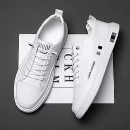 image-European Station Mens White Low Top Sneakers Casual Shoes