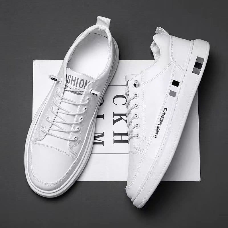 image-European Station Mens White Low Top Sneakers Casual Shoes