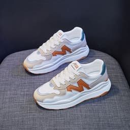 image-Women's Platform Sneakers - White Mesh Breathable Casual Shoes