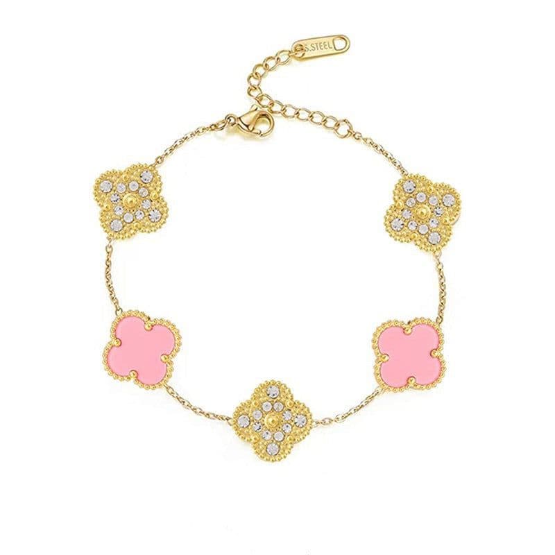 image-Five-Leaf Clover Bracelet Titanium Steel 18K Gold