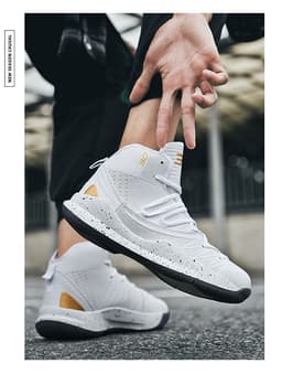 image-Youth Basketball Shoes - Gray Leather Unisex Size 36