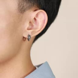 image-Retro Dragon Men's Earrings, Silver Hip-Hop Zodiac Style 2023