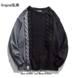 image-Couple Sweater - Color Block Knit Dark Style