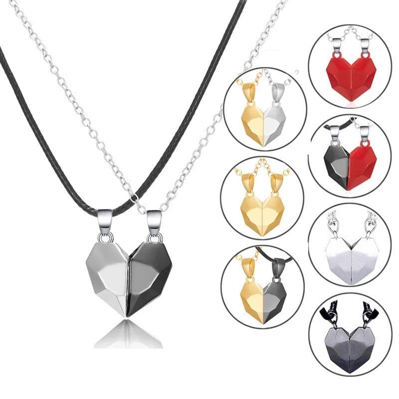 image-Longrui Love Magnet Couple Necklace - Black Heart