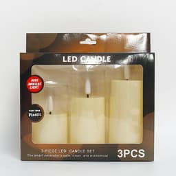 image-Zhu Sheng LED Candle - White Cylindrical Christmas LED Candle Set of 3