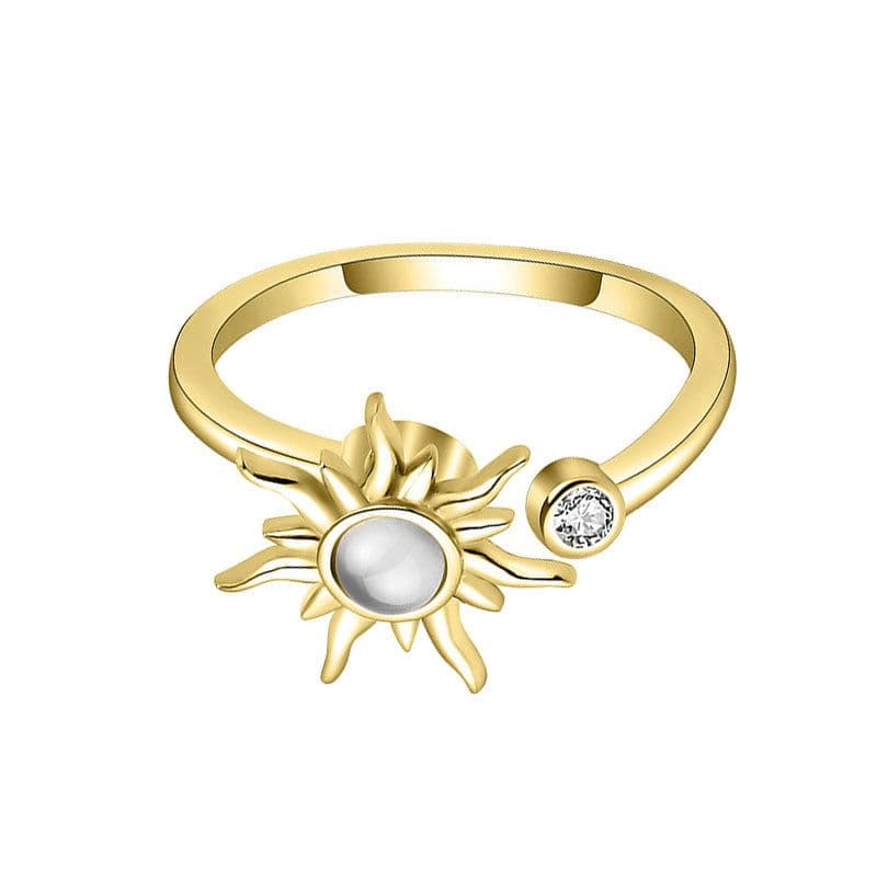 image-Sunflower Daisy Ring Silver Adjustable Alloy