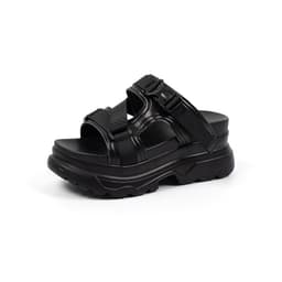 image-T Strap Sandals - White Patent Leather Size 43