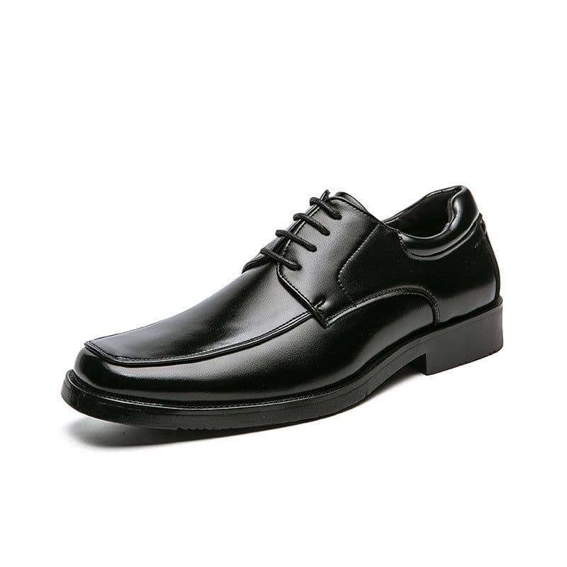 image-Men's Square Toe Lace-Up Dress Shoes - Brown Flat