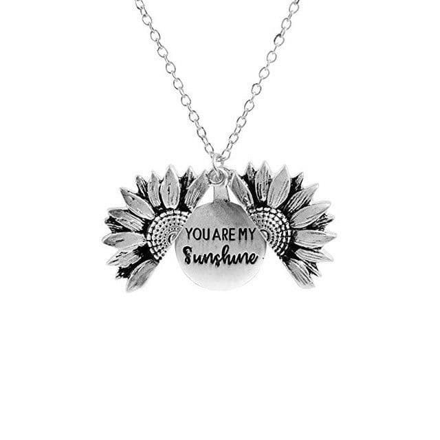 image-Sunflower double lettering necklace Alloy flower short clavicle chain you are my sunshine manufacturer