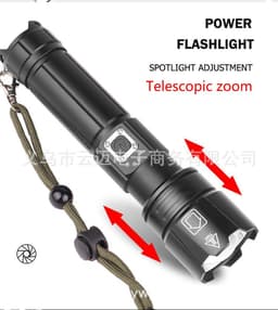 image-Cross-border P70 zoom flashlight upgrade TYPE-C USB charging with output XHP70 strong light P90 flashlight