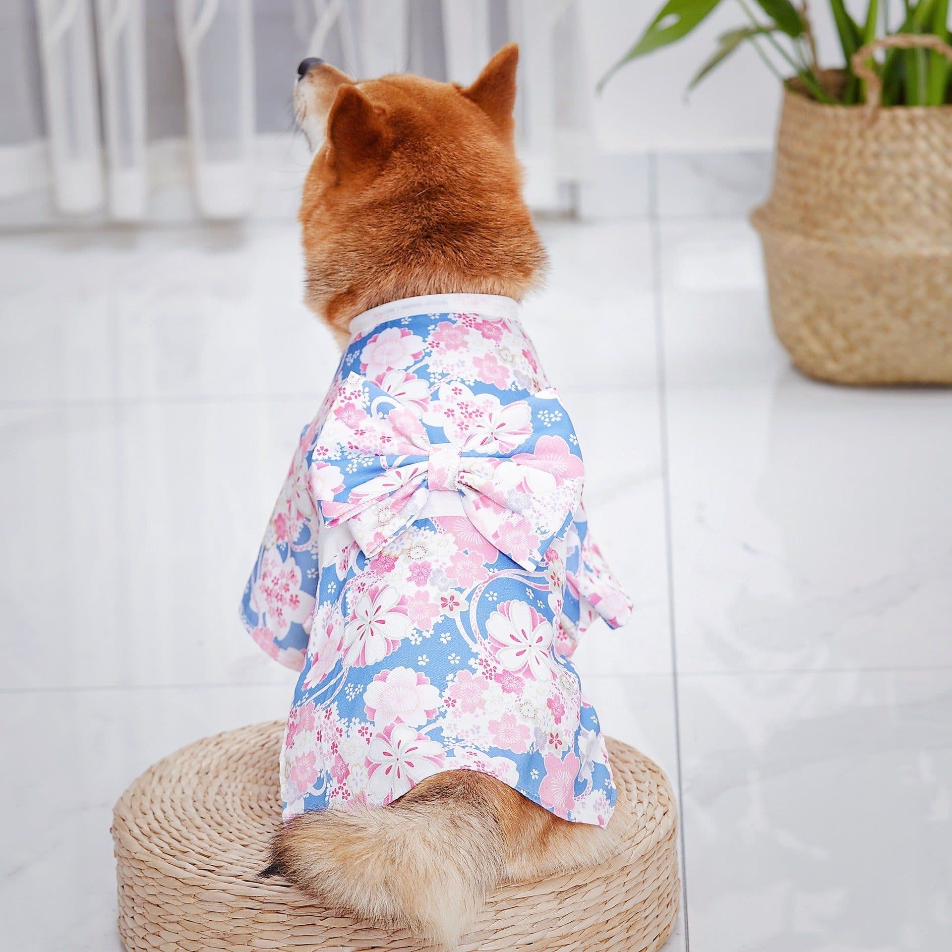 image-Gong Ziyu Blue Sakura Kimono Japanese Style Dress - Universal Size