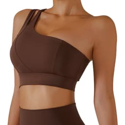 image-Zechuang Sports Bra - Nude One-Shoulder Yoga