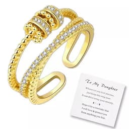 image-Zircon Ring - White Gold Adjustable Geometric Open