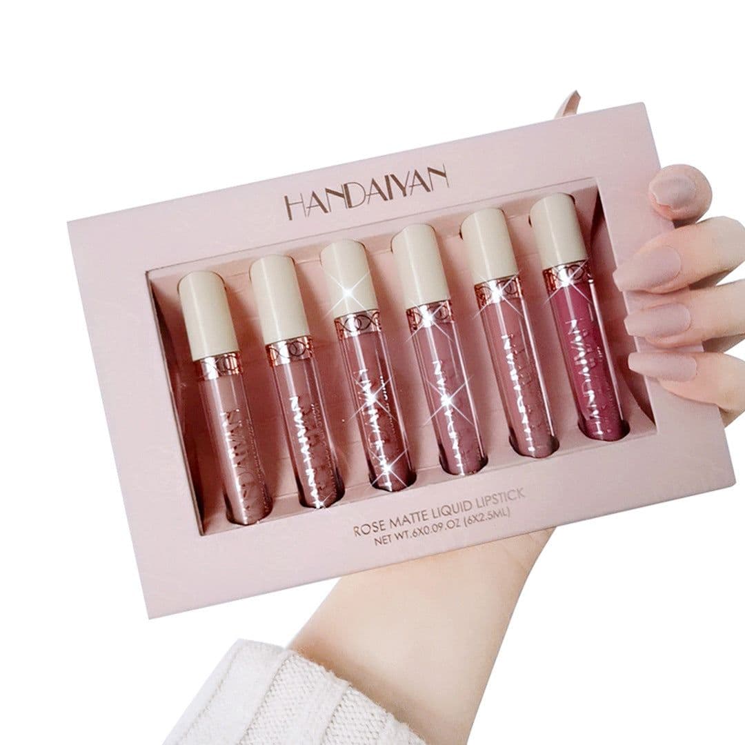 image-HANDAIYAN Matte Liquid Lipstick Set - 6 Colors Rose