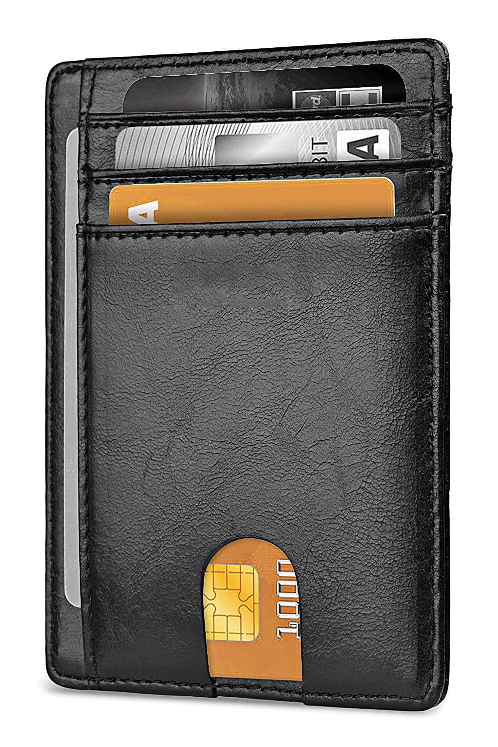 image-Genuine Leather RFID Card Holder - Black 8 Slot