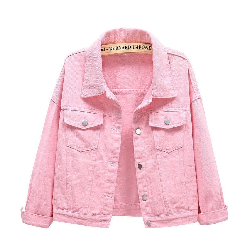 image-Women's Denim Jacket - Dark Blue Short Casual