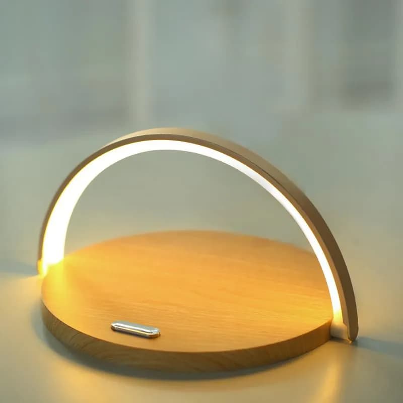 image-Creative Round Small Table Lamp - 10W Wireless Charger, White, Night Light