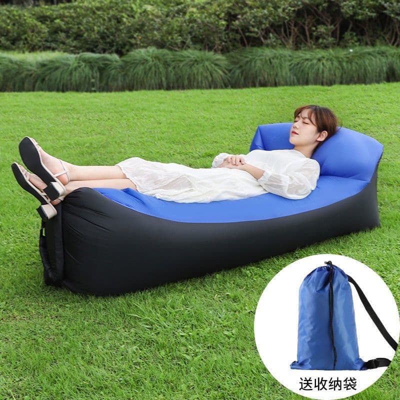 image-Inflatable Red Beach Sofa Air Bed Single Deck Portable Camping Chair (57 characters)