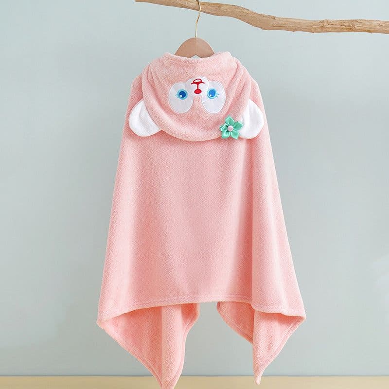 image-Bo Chuhui Long-eared Monkey Hooded Bathrobe - Purple Coral Fleece
