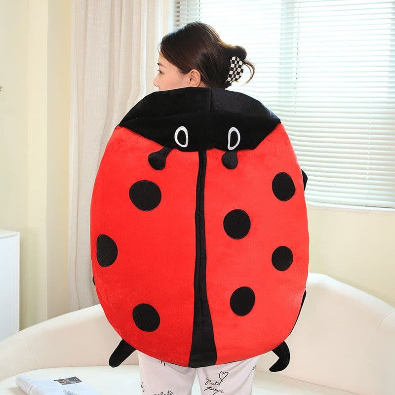 image-Cute Doodle Ladybug Plush Pillow - 150cm Soft