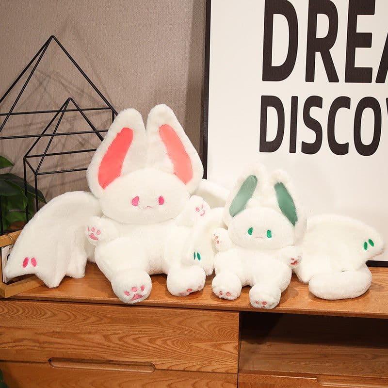 image-Bat Rabbit Plush Toy - White Angel Flying Rabbit Doll - PP Cotton
