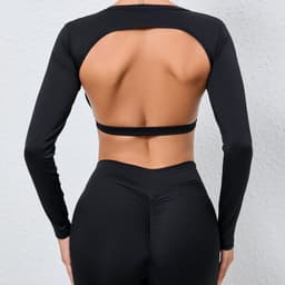 image-Sports Tops with Chest Pads, Backless, Women's Yoga Fitness Clothes - 65"