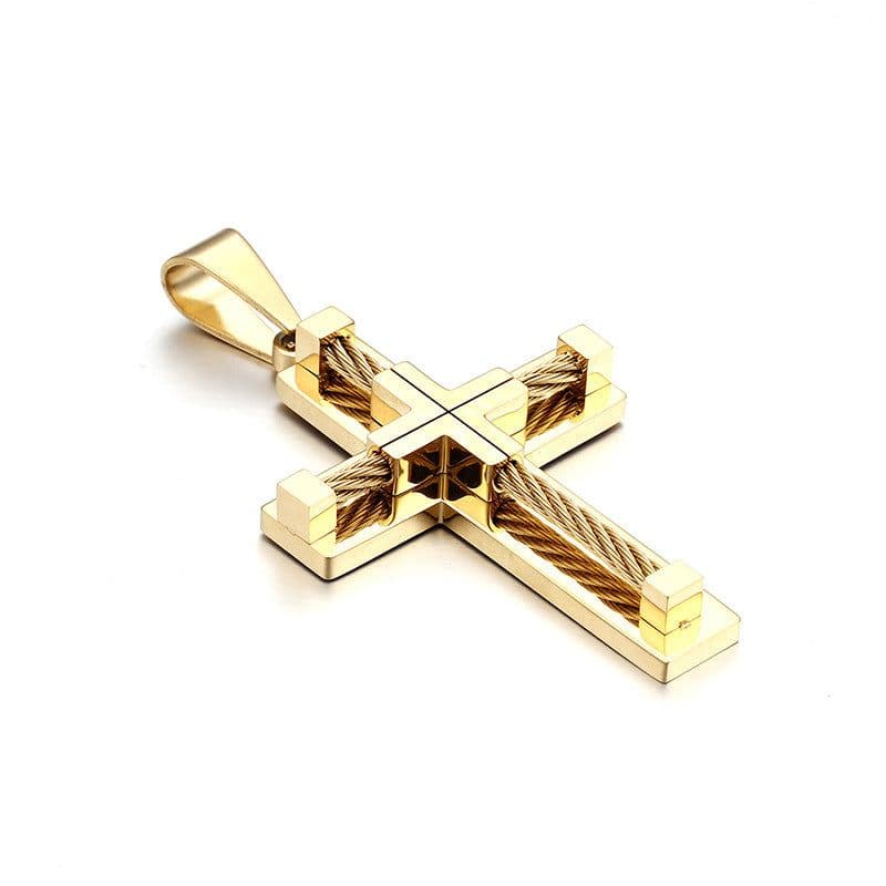 image-Cross Pendant Necklace - Stainless Steel Men's